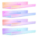 upsimples 4 Pack Acrylic Shelves for Wall Storage, 15 Floating Shelves, Kids Bookshelf, Nail Polish Holder, Perfume Display Shel
