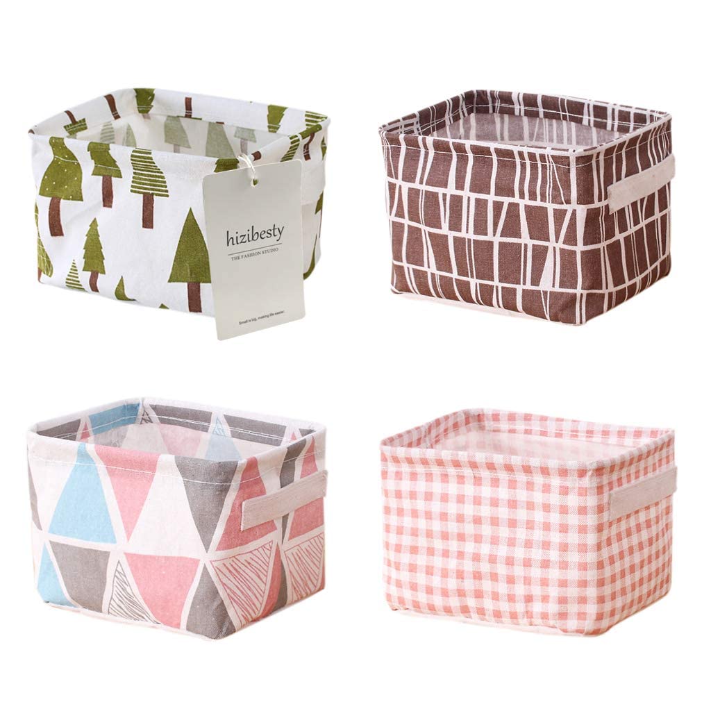 JICOOT Small Canvas Storage Bins Mini Foldable Storage Basket