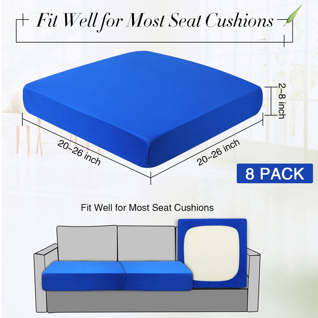 Newwiee 8Pcs Patio Stretch Sofa Cushion Cover Outdoor Cushion Cover Replacement Patio Furniture Cushions Couch Slipcovers Chair Seat Cover Soft Flexibility Protector (Royal Blue,Waterproof Pure)
