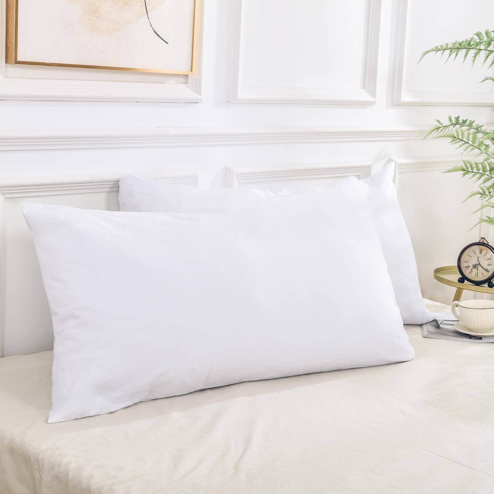 Nexhome Pro 100% Organic Cotton King Pillowcases Set Of 2, Envelope Closure Linen Feel Textured Natural, Soft And Durable, Premi