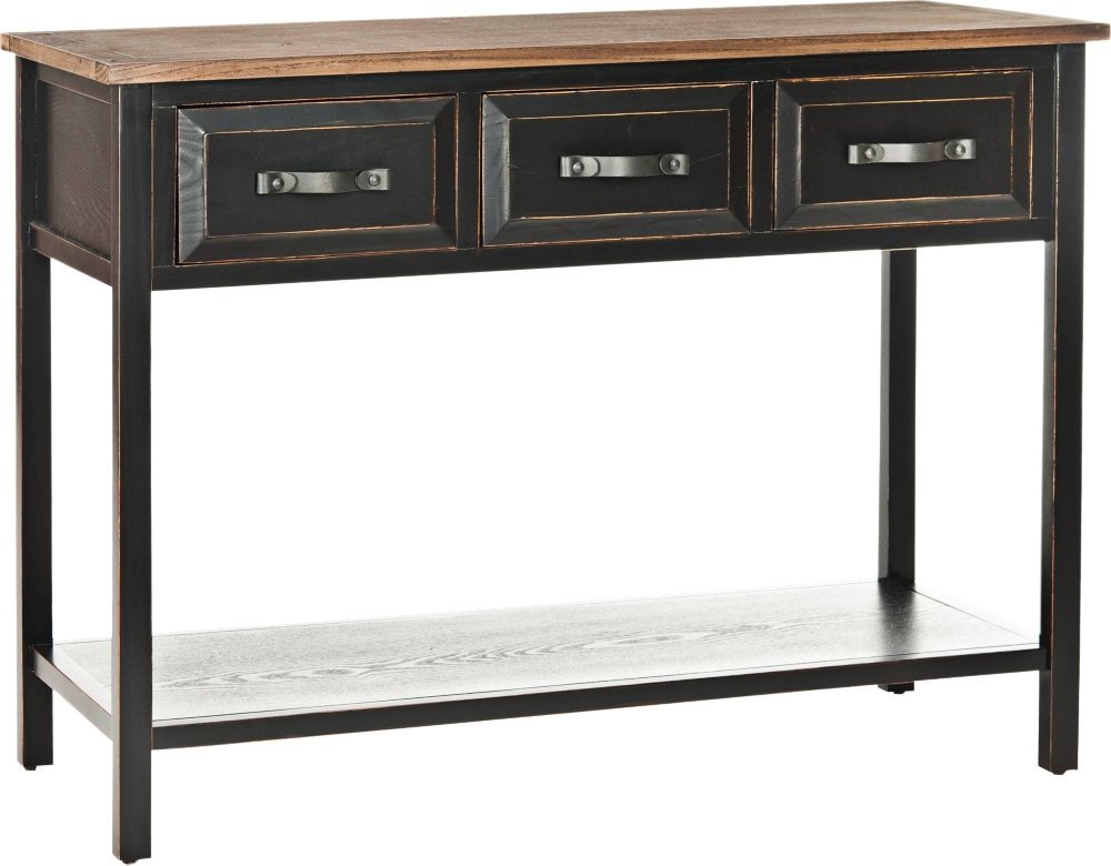 Safavieh Home Collection Aiden Black/Oak 3-Drawer Bottom Shelf Console Table