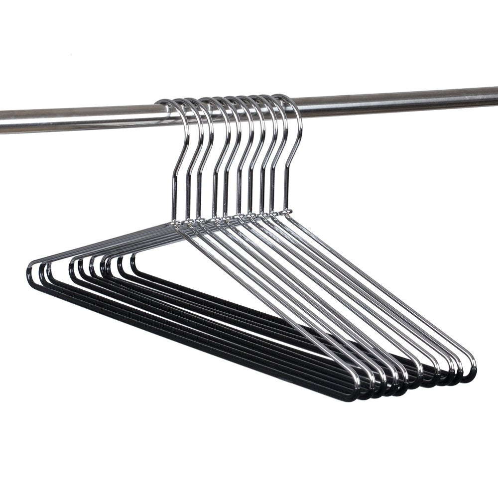 30 Quality Heavy Duty Metal Coat Hangers With Black Rubber Coating For Non Slip Pants (30)