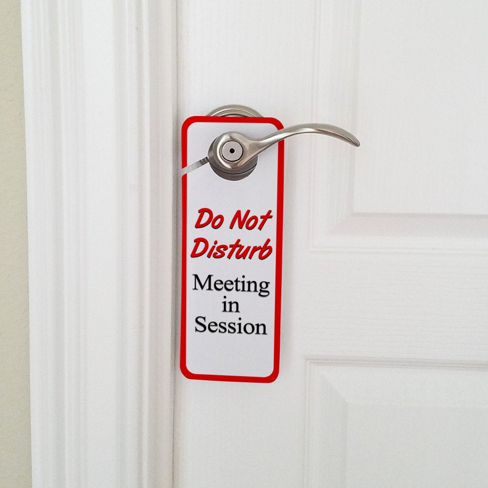 Graphics & More Do Not Disturb Meeting In Session Plastic Door Knob Hanger Sign
