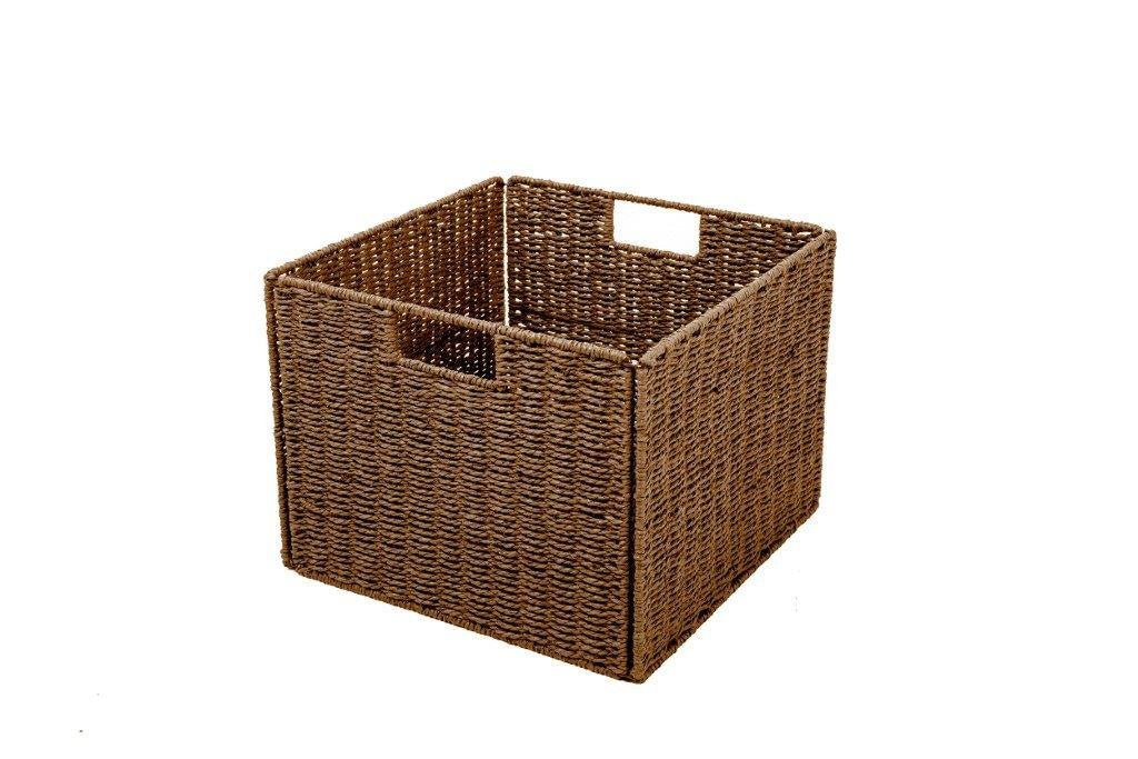 Trademark Innovation Foldable Storage Brown Basket with Iron Wire Frame