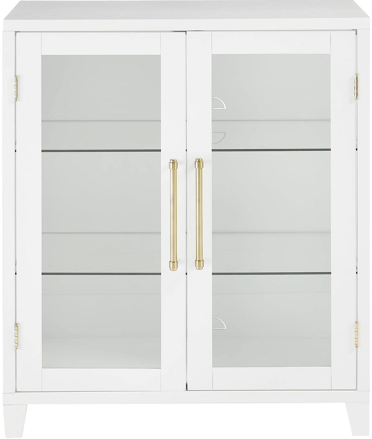 Crosley Furniture Roarke Stackable Glass Door Kitchen Pantry Storage Cabinet, Accent Cabinets for Entryway, White