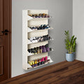 Delite Kom 29 Wide, 10 Shelf Metal Shoe Rack Wall Mounted For Home With Central Lock | Holds Upto 36 Shoes Or 60 Slippers Pair 