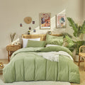 CLOTHKNOW Sage Green Comforter Set Full 3Pcs Green Fluffy Bedding Comforter Sets Velvet Comforter Full Soft Light Green Full Siz