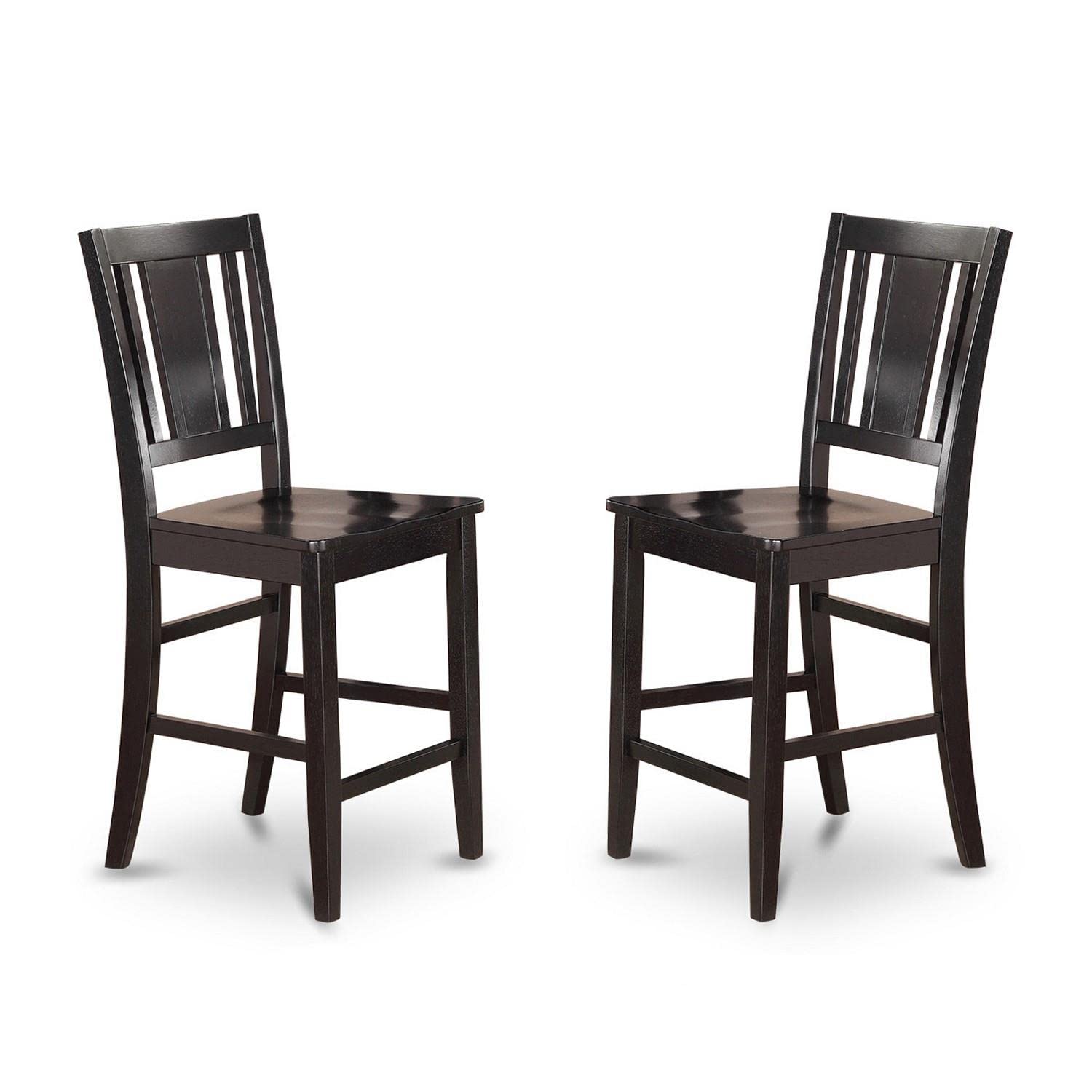East West Furniture BUCK3-BLK-W 3 Piece Kitchen Counter Height Dining Table Set Contains a Rectangle Dining Room Table and 2 Wooden Seat Chairs, 30x48 Inch, Black