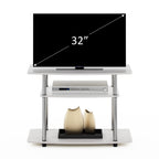 Furinno Turn-N-Tube No Tools 3-Tier Entertainment Center TV Stand for TV up to 32 Inch with Stainless Steel Tubes, White Oak/Chrome