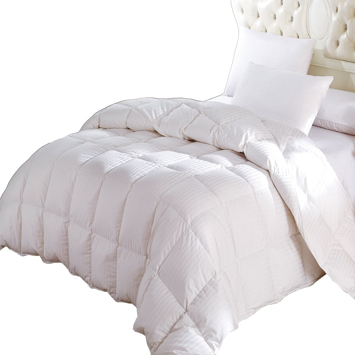 Royal HotelS California King Size Siberian Goose Down Egyptian Cotton Comforter  Stripe White