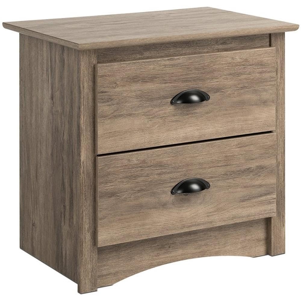Prepac Sonoma Rustic Nightstand Side Table with 2 Drawers, Farmhouse 2-Drawer Bedside Table 16 D x 23.25 W x 21.75 H, Drifted Gr