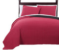 Royal Tradition Project Runway Microfiber Queen Size 3Pc Reversible Coverlet Set, Red With Black