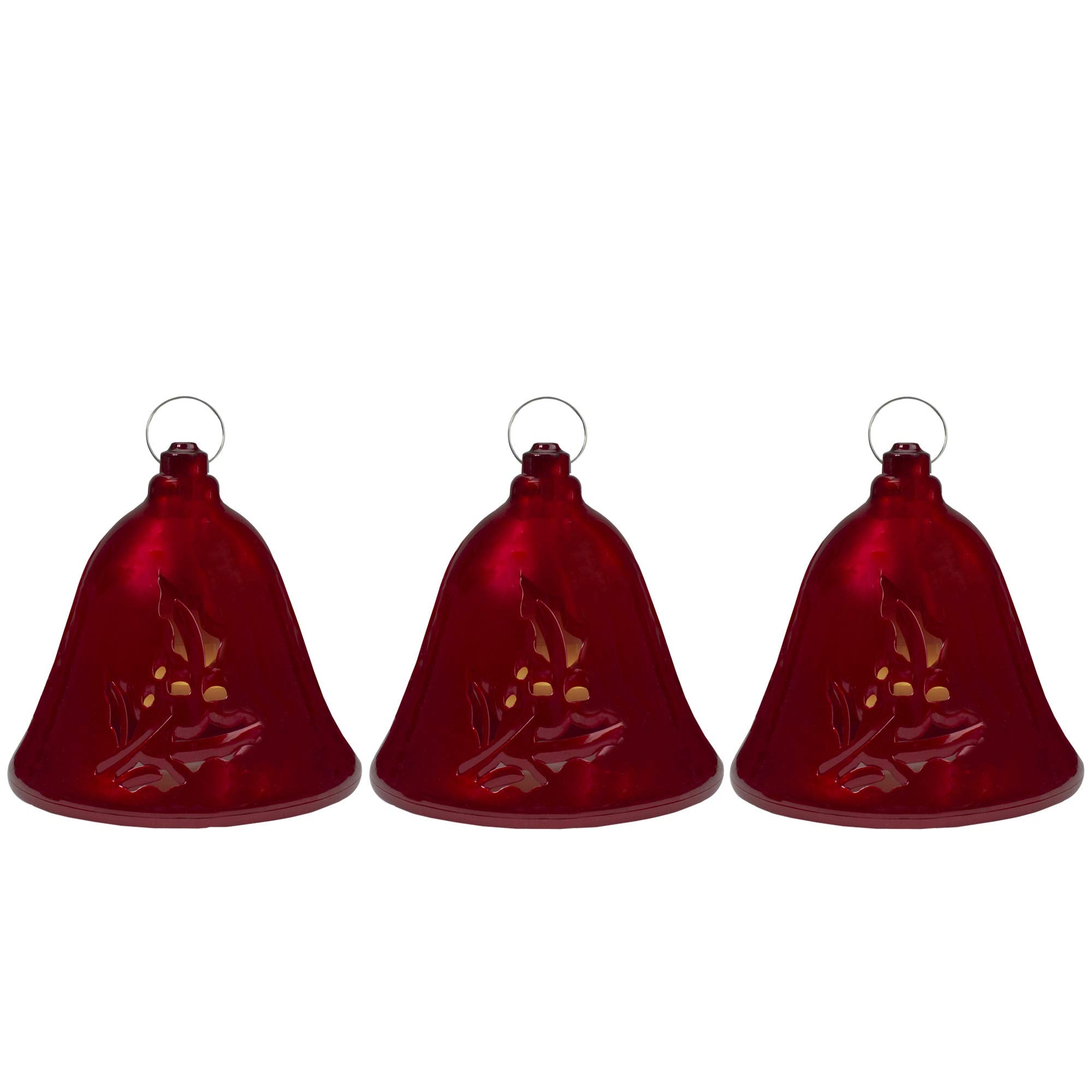 Northlight Musical Lighted Red Bells Christmas Decorations - 6.5 - Red - Set of 3