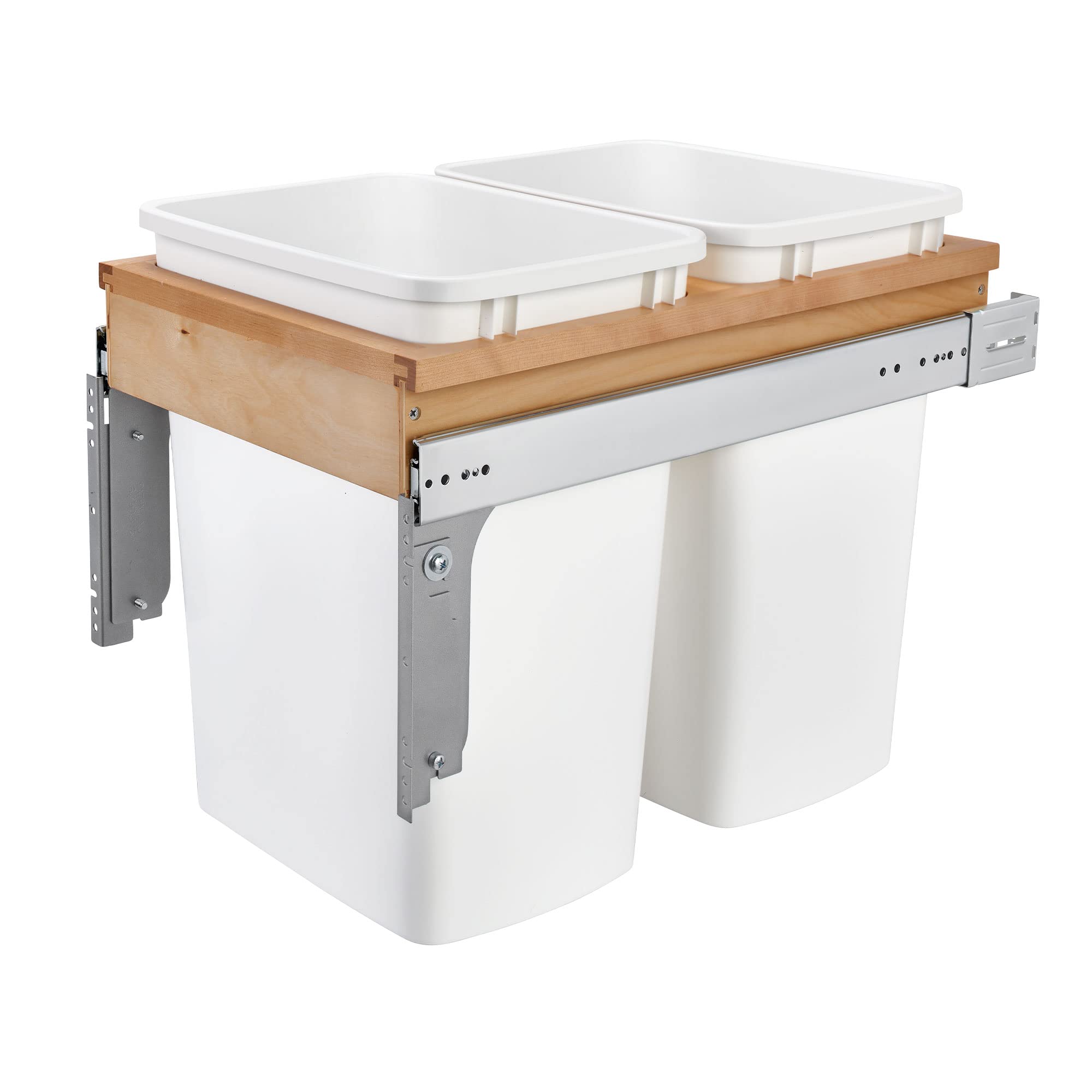 Rev-A-Shelf Top Mount Double Pullout Under Cabinet 35 Quart Kitchen Trash Cans with 150 Pound Rated Full-Extension Slides, 4WCTM