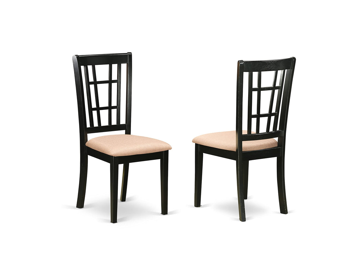 East West Furniture DUNI7-BLK-C 7 Piece Dining Room Table Set Consist of a Rectangle Kitchen Table and 6 Linen Fabric Upholstered Dining Chairs, 36x60 Inch, Black