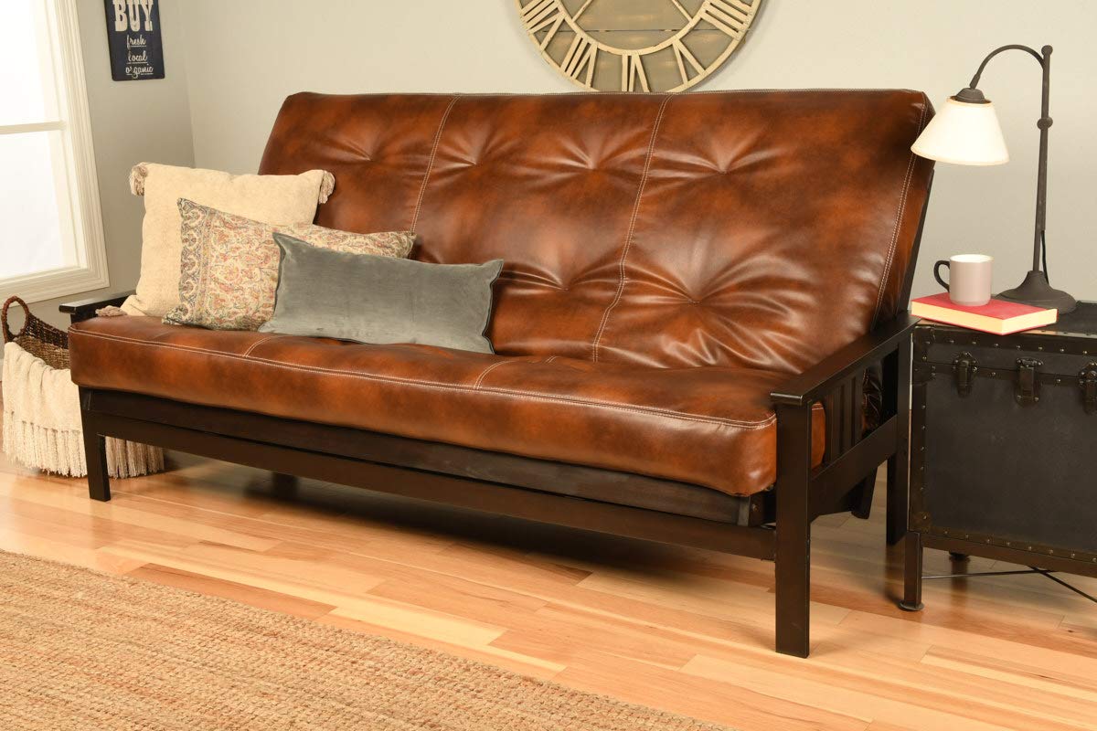 Kodiak Furniture Monterey Queen-Size Futon, Espresso Finish With Oregon Trail Saddle Mattress