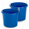 HOMZ 2-Pack Utility Tub, Large Plastic Storage Bucket with Rope Handles, 18 Gallon, Blue