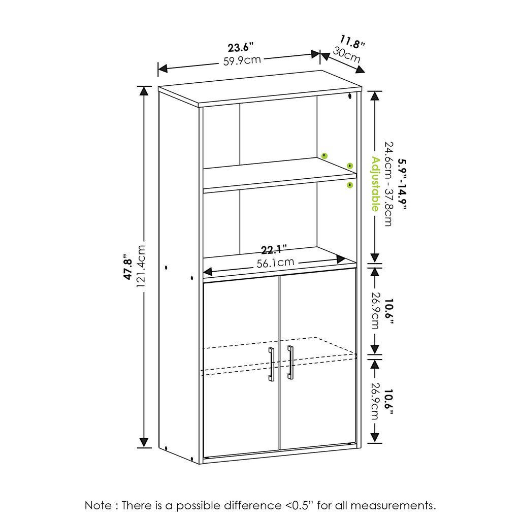 Furinno Pasir 4-Tier Storage Bookcase, Bookshelf, Multipurpose Shelf, White