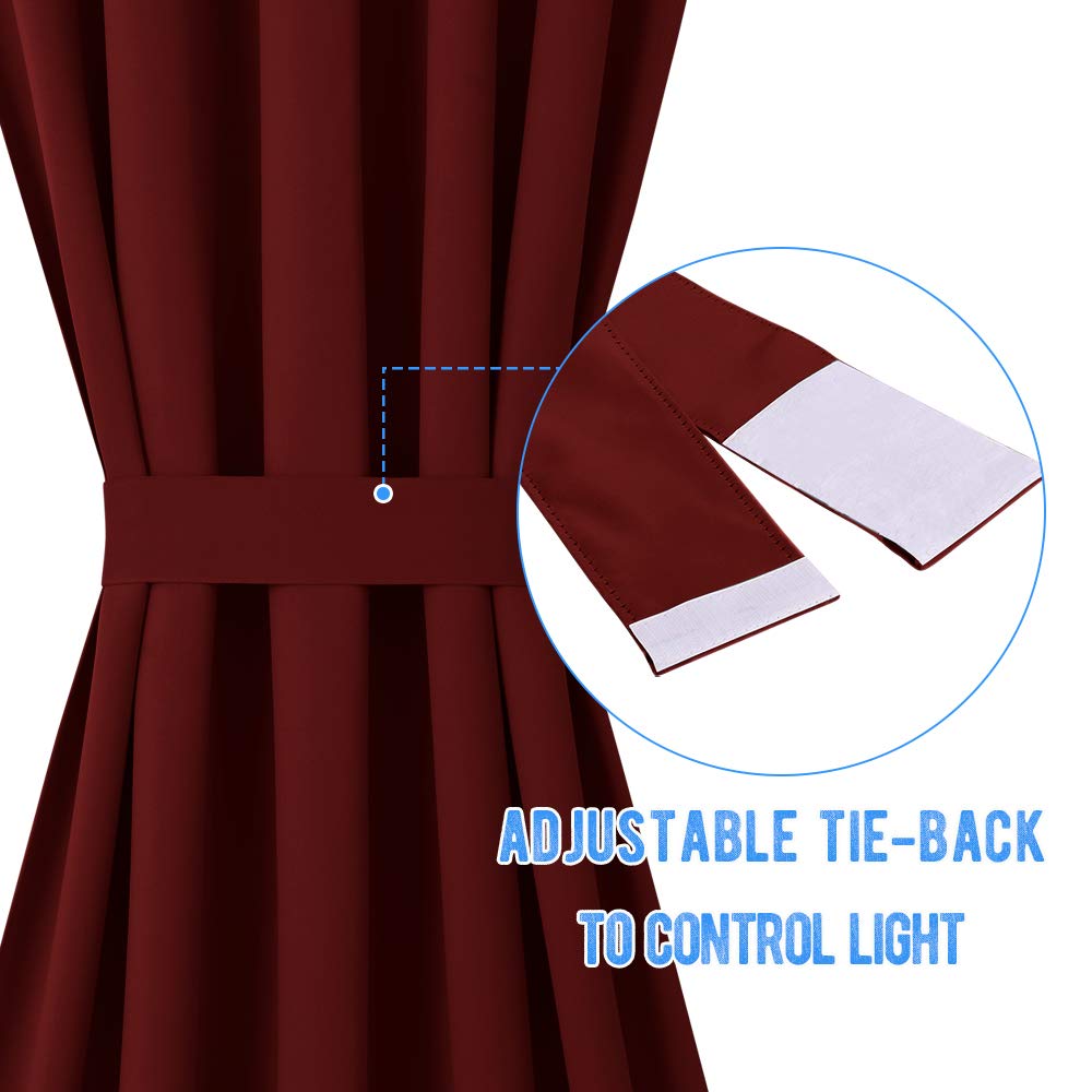 Nicetown Front Door Curtains For Doorways - Functional Thermal Insulated Blackout Curtain Door Blind And Shade Panel For French/Patio Door (1 Panel, 54W By 72L Inches, Burgundy)