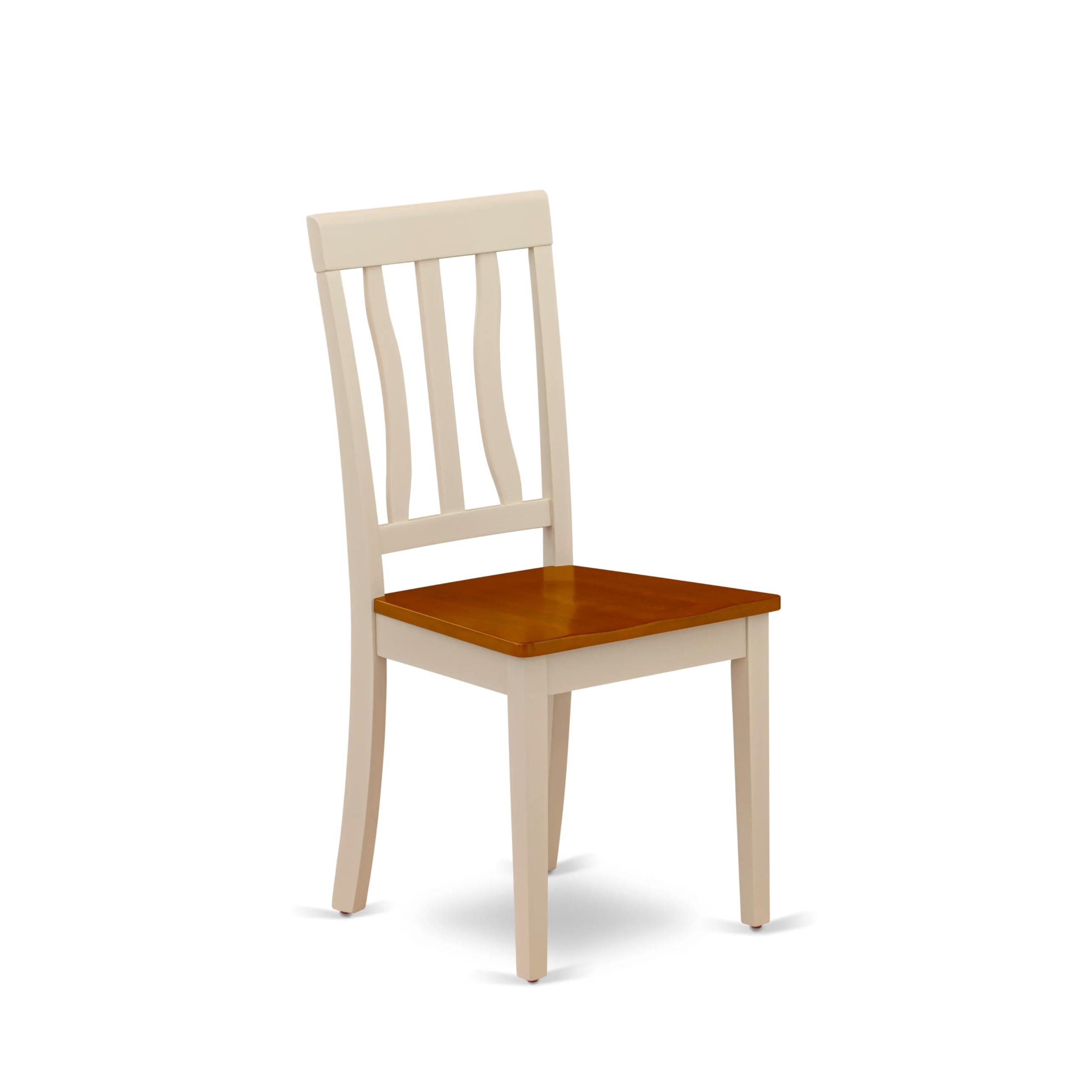 East West Furniture ANC-WHI-W Antique Dining Room Chairs - Slat Back Solid Wood Seat Chairs, Set of 2, Buttermilk & Cherry