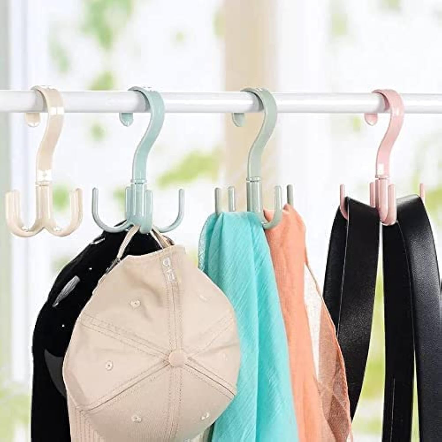Mechdel 360 Degree Rotatable Hook Closet Hanging Organizer Hangers,(Multicolor) 3 Pcs