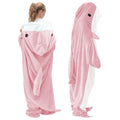 Touchat Shark Blanket Hoodie Onesie, Wearable Blanket Hoodie Adult, Warm Flannel Throw Blanket Shark Tail Sleeping Bag, Cartoon