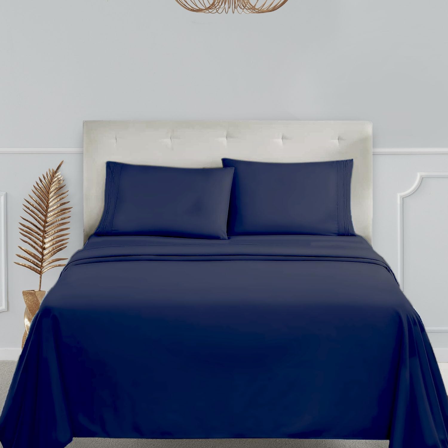Clara Clark 1800 Premier Series 4pc Bed Sheet Set - King, Navy Blue