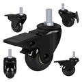 8T8 2' Office Chair Wheels Replacement With Brake, Rubber Caster Wheels With Threaded Stem 3/8'-16X1, Set Of 5, Heavy Duty Des