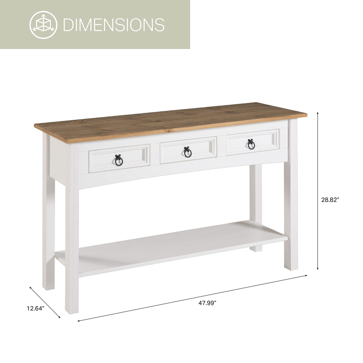 American Furniture Classics Cottage Series Wood Hall Table, Corona Snow
