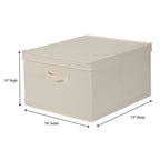 Household Essentials 115 Storage Box With Lid And Handle | Natural Beige Canvas | Jumbo