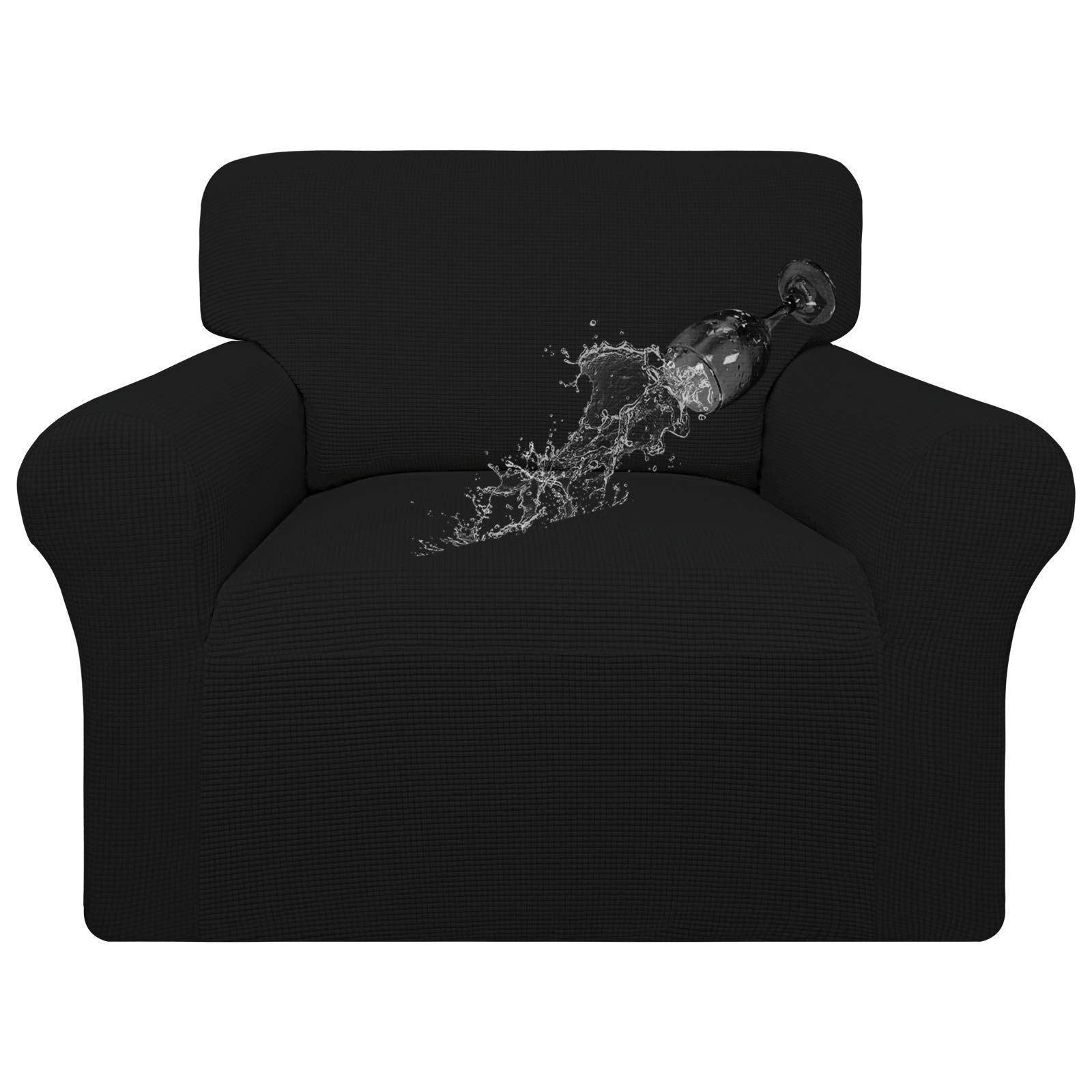 Easy-Going 100% Waterproof Chair Couch Cover, Dual Waterproof Sofa Cover, Stretch Jacquard Sofa Slipcover, Leakproof Furniture Protector For Kids, Pets, Dog And Cat (Chair, Black)