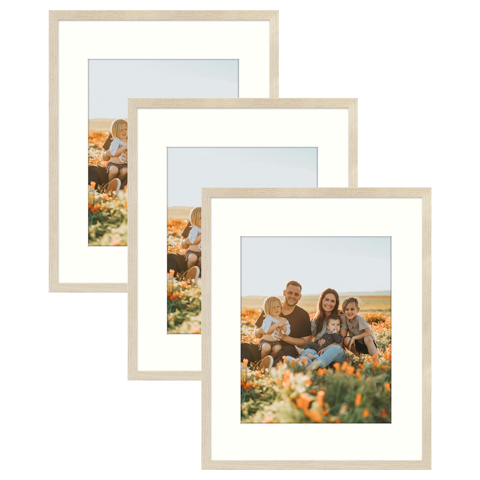 Golden State Art, 16x20 Picture Frame - 11x14 Photos with Ivory Mat or 16x20 Pictures Without Mat - Real Glass, Wall Display for