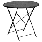 Flash Furniture Oia Commercial Grade 30" Round Black Indoor-Outdoor Steel Folding Patio Table