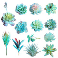 13PCS Assorted Blue Artificial Succulent Plants Faux Fake Succulents Textured Cactus Stems Cacti Aloe Succulent In Different Art