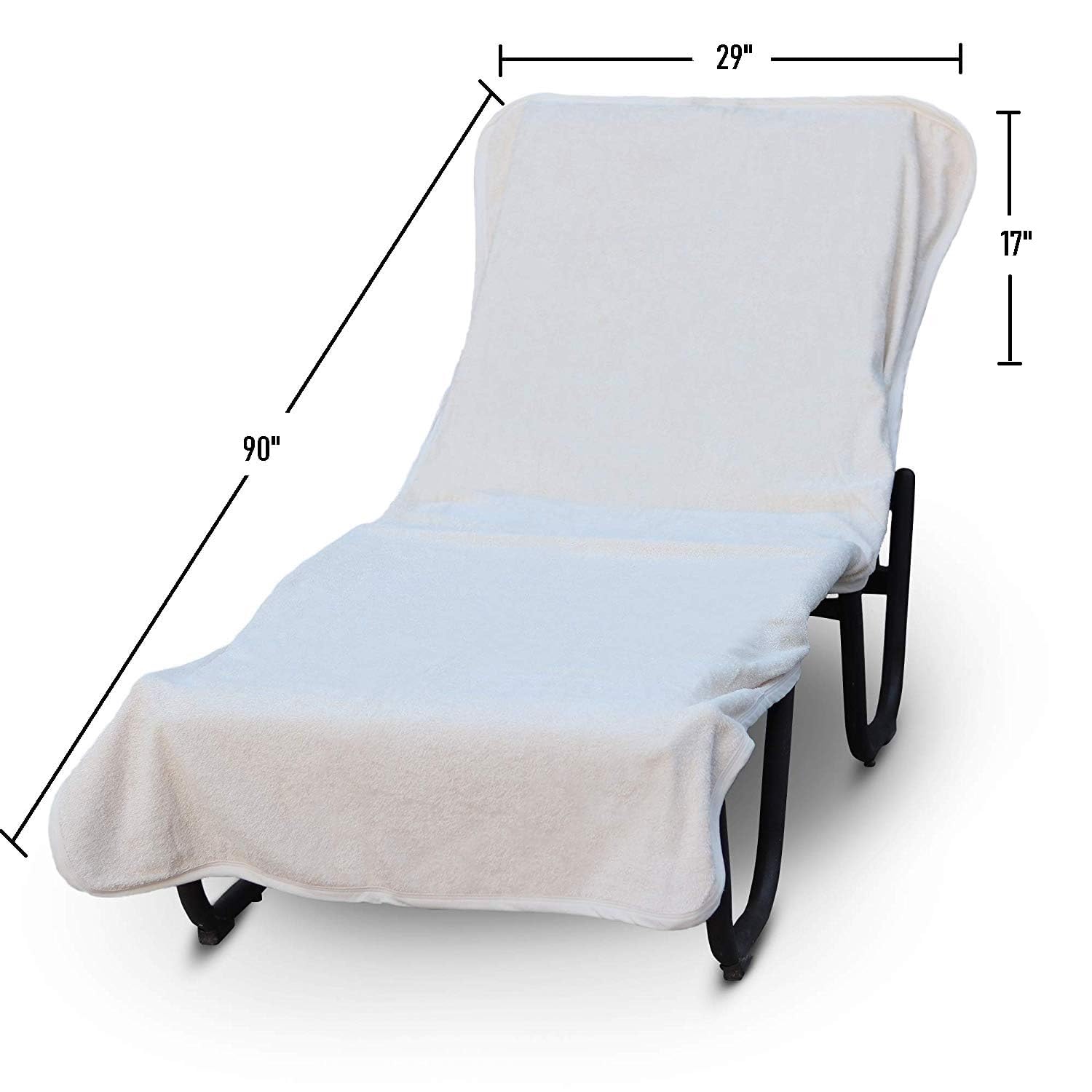 Luxury Hotel & Spa Towel Pool Chair Cover 100% Cotton, Soft Ring-Spun Cotton,Standard Size 90' X 29'(Plain, White)