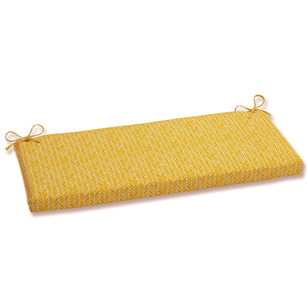 Pillow Perfect Outdoor/Indoor Herringbone Egg Yolk Bench/Swing Cushion, 1 Count (Pack Of 1), Yellow