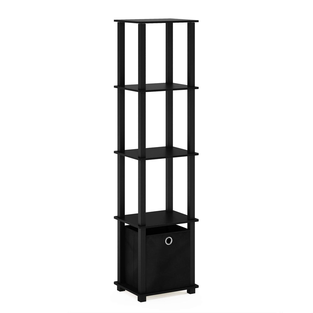 FURINNO Decorative Shelf With Bin, Black