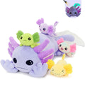 Tezituor Axolotl Stuffed Animal with 4 Babies, 31.5 Large Axolotl Toy Luminous Axolotl Plush Soft Pillow Birthday Gifts for Girl