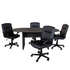 Flash Furniture Lake 5 Piece Rustic Gray Oval Conference Table Set With 4 Black Leathersoft-Padded Task Chairs
