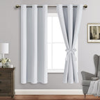Jiuzhen Greyish White Blackout Curtains For Bedroom - Light Blocking And Noise Reducing Grommet Curtains For Living Room Darkening Curtains, Set Of 2 Window Curtain Panels, 38 X 63 Inch Length