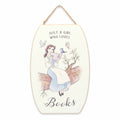 Open Road Brands Disney Beauty and the Beast Just a Girl Who Loves Books Hanging Wood Wall Decor - Cute Belle Decoration for Kid
