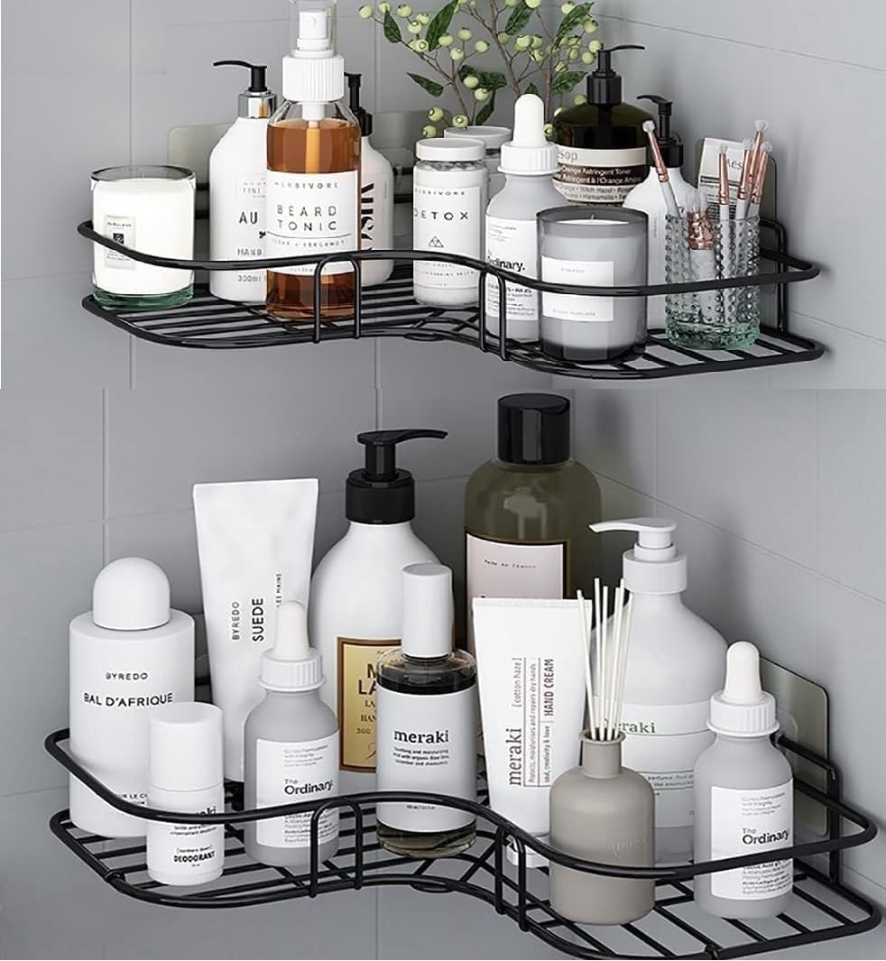 SelfAdhesive Shelf/Storage Organizer For Bathroom And Kitchen Corner Wall Mounted Rack Shelf Bathroom Accessories No Drilling A