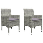 vidaXL Patio Bistro Set 3 Piece, Outdoor Bistro Table for Porch, Patio Furniture Set with Table, Chair, Modern Style, Poly Rattan&Tempered Glass Gray