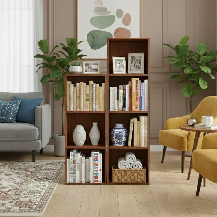 The Good Luck Wooden Bookcase Shelving Display Storage Shelf Brown, 3, 4 Tier