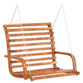 vidaXL Outdoor Swing Bench - Solid Wood with Teak Finish, Bent Wood Design, Ergonomic Armrests, High Load Capacity, Easy Assembl