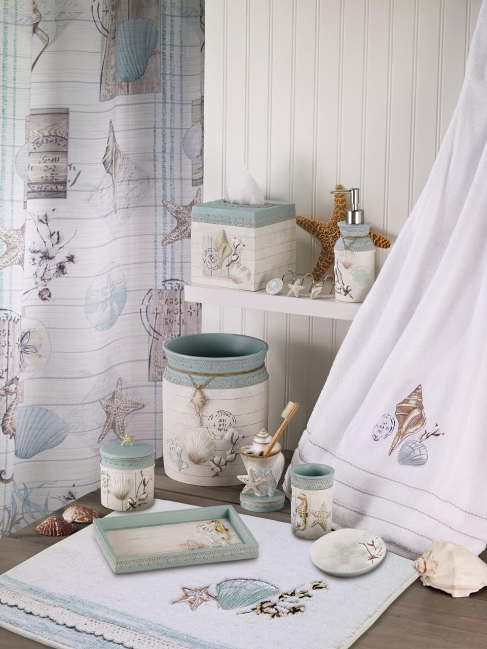 Avanti Linens - Hand Towel, Soft & Absorbent Cotton, Farmhouse Inspired Bathroom Decor (Farmhouse Shell Collection)