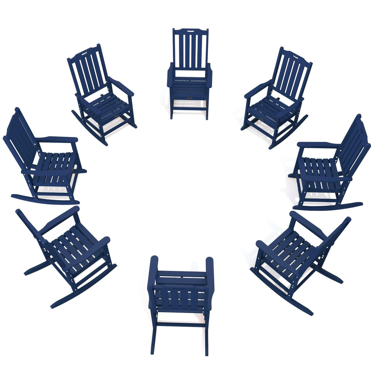 THOEOE Oversized Rocking Chair Set of 8, Outdoor Rocking Chair for Adults, All Weather Resistant Porch Rocker for Lawn Garden, N
