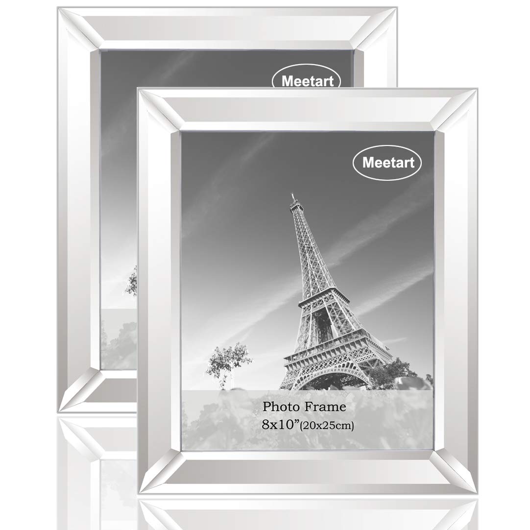 Meetart Silver Mirror Photo Frame 8x10 inch 2 Piece Per Set for Wall Hang or Tabletop Display
