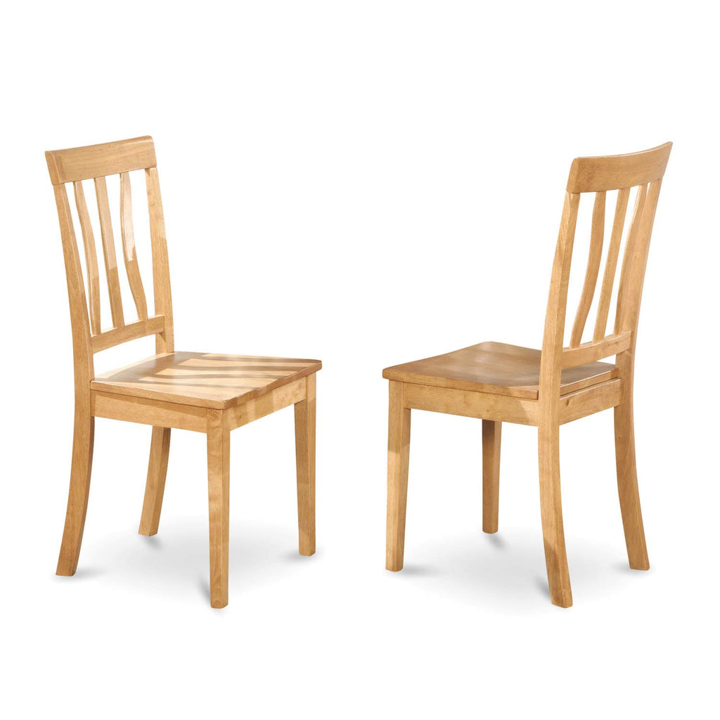 East West Furniture ANTI5-OAK-W 5 Piece Dining Room Table Set Includes a Round Wooden Table with Pedestal and 4 Kitchen Dining Chairs, 36x36 Inch, Oak