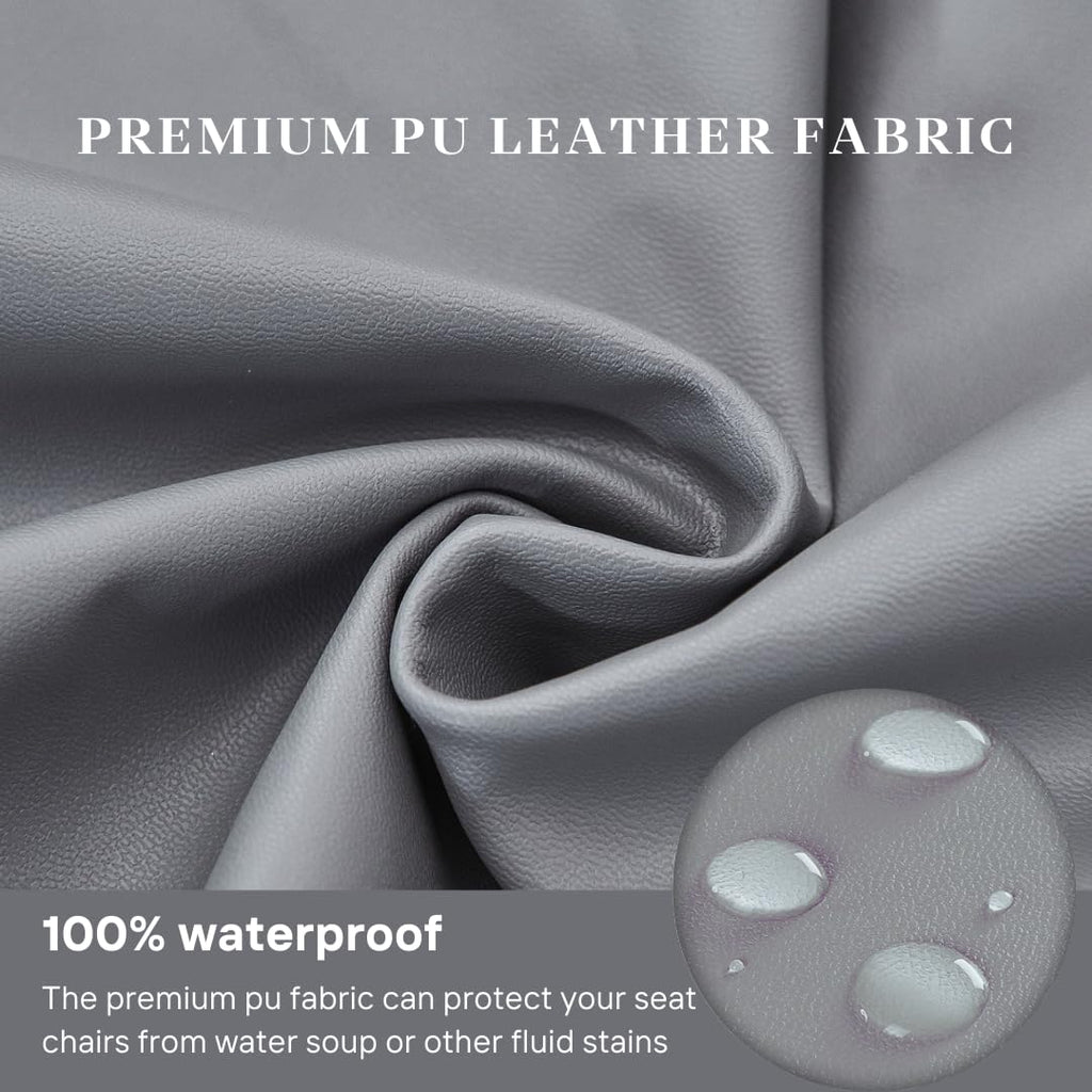 Searchi Waterproof Pu Leather Seat Covers For Dining Chairs, 6 Pack Stretch Dining Room Chair Seat Covers, Kitchen Chair Seat Covers Protectors (Grayish)